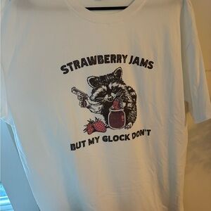 White Graphic T-Shirt with Raccoon